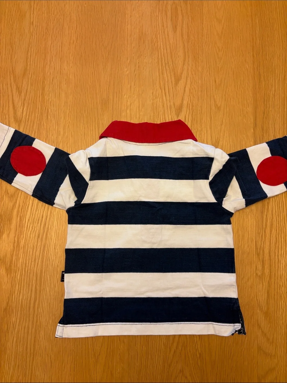 Baby Navy & White Stripe Polo Top with Red Collar - 12-18months